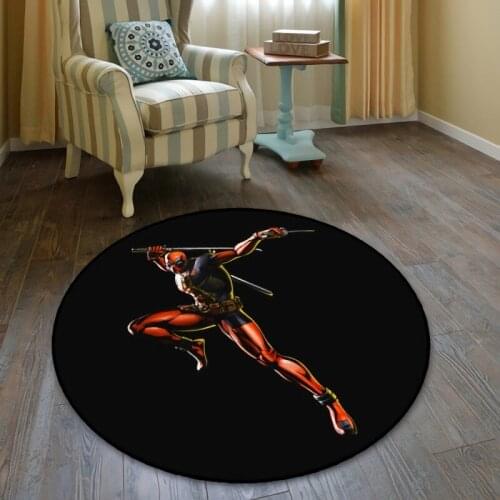Round 120cm Deadpool Baby Play Mat Carpet Boy Bedroom Living Room Large Carpet Home Kids Room Decorative Anti-Slip Floor Rugs