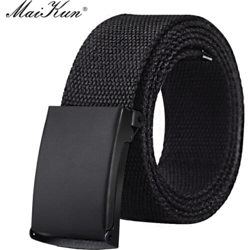 MaiKun Belt Canvas Men’s Belts Metal Slider Buckle Belts For Men Male Military Tactical Strap for Pants Jeans