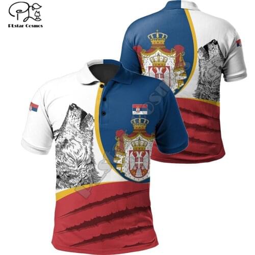 PLstar Cosmos Newest Fashion Serbia Symbol 3D Print Summer Men’s Polo Shirts Short-Sleeve Male Casual Wear Brand T-Shirt S4