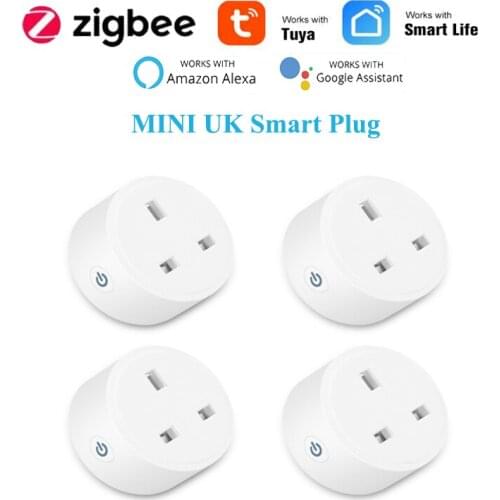 1-8PCS ZigBee 3.0 15A MINI Smart Plug UK Timer Socket Smart Home,Support Hub Alexa Google Home Tuya Smart Life Remote Control
