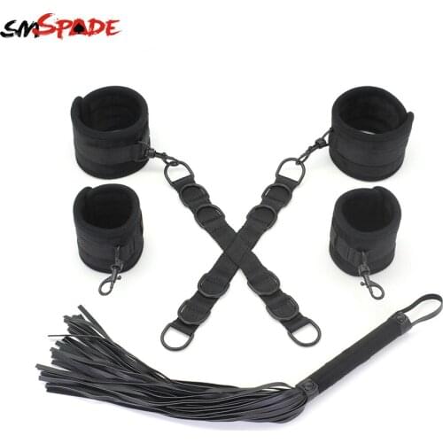 Smspade Bondage Set Adult Sex Toys Handscuffs + Ankle Cuffs & Spanking Paddle Slave Bondage Restraints Fetish BDSM Bondage Sexy