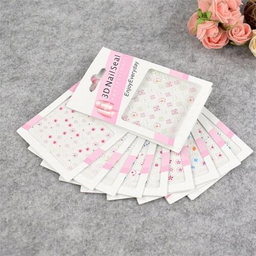 DIY Nail Sticker Korean Style Nail Sticker Cute Flower Butterfly Pattern Cartoon 3D Mini Nail Sticker Ladies Daily Nail Sticker