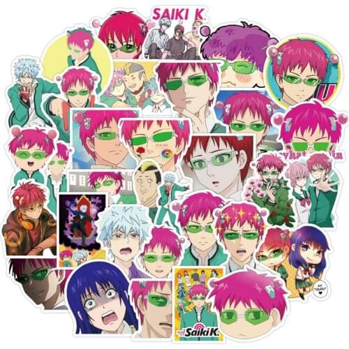 50Pcs Anime The Disastrous Life of Saiki K Stickers Decals Saiki Kusuo Sticker for Laptop Skateboard Motorcycle Kids DIY Toys