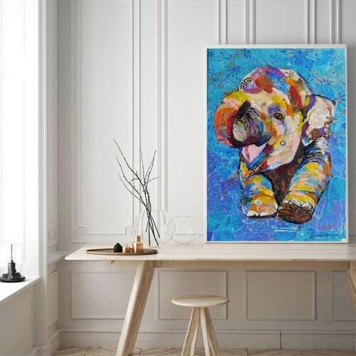 Colour Cute Dog Canvas Painting Modern Abstract Posters and Prints Cuadros Wall Art Pictures for Living Room Home Decor Unframed