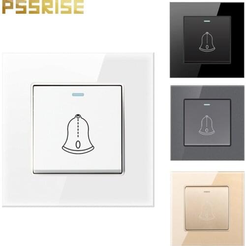 G11 16A 1Gang Doorbell switch Wall Switch Push-Button Luxury Crystal Tempered Glass Panel material