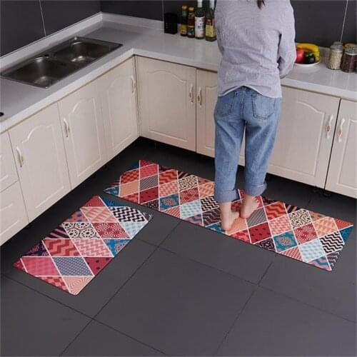 Anti-slip Kitchen Mat Upscale Leather Bath Carpet Entrance Doormat Waterproof Oil-proof Printed Living Room Rug Hallway Carpet