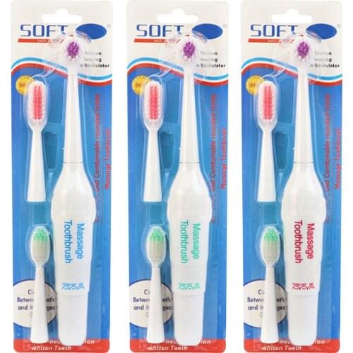 New Battery Operated Electric Massage Toothbrush Waterproof Plastic Adult Teeth Whitening Brush Random Color