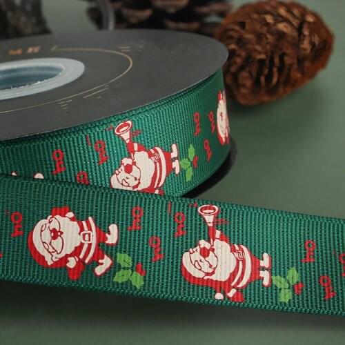 25mm 50yards Christmas Ribbon Santa Claus&Gloves for Bow Pin Hair Accessory Flower Gift Box Wrapping Crafts Packing DIY