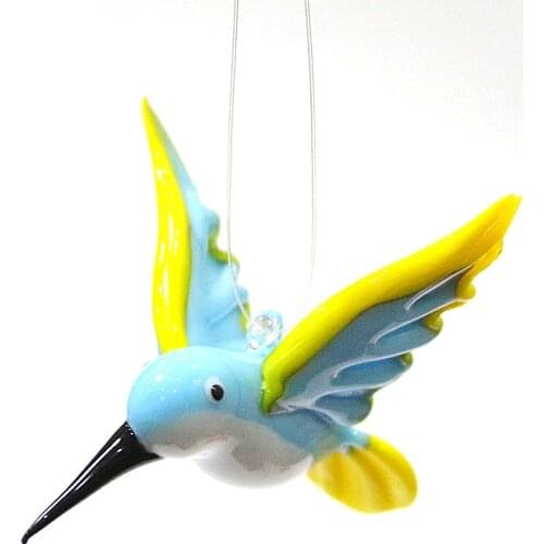 Easter Decoration Supplies Hanging Glass Hummingbird Figurine Ornaments Cute Vivid Bird Animal Pendants Garden Decor Accessories