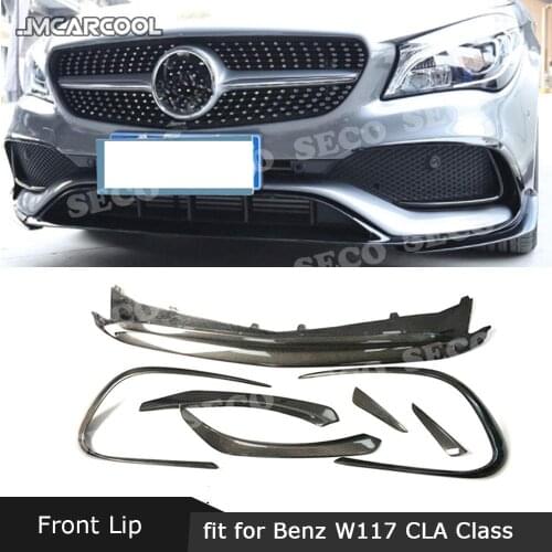 For Benz W117 Carbon Fiber/ABS Front Bumper Lip Spoiler Splitters Canards Vents For Mercedes Benz CLA Class CLA45 AMG 2016-2019