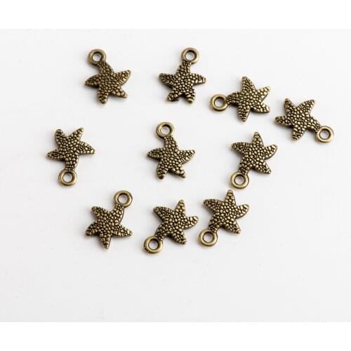 Starfish Pendant Jewelry parts Small starfish pendant double-sided starfish Bronze five-pointed star accessories #JZ508
