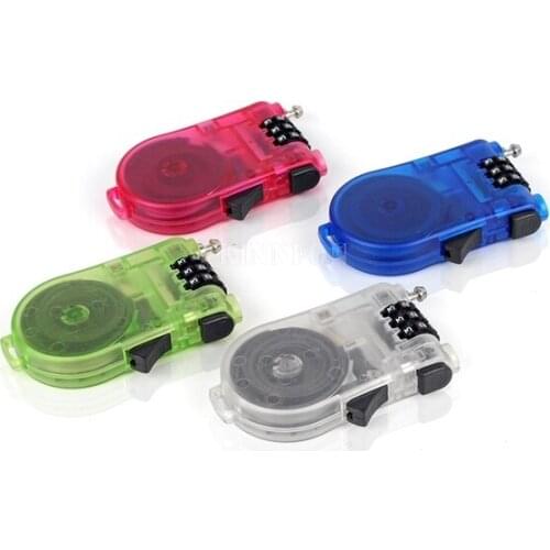 100Pcs/Lot Portable Retractable Bike Bicycle Combination Cable Code Lock Luggage Safety 3 Digit Password Lock