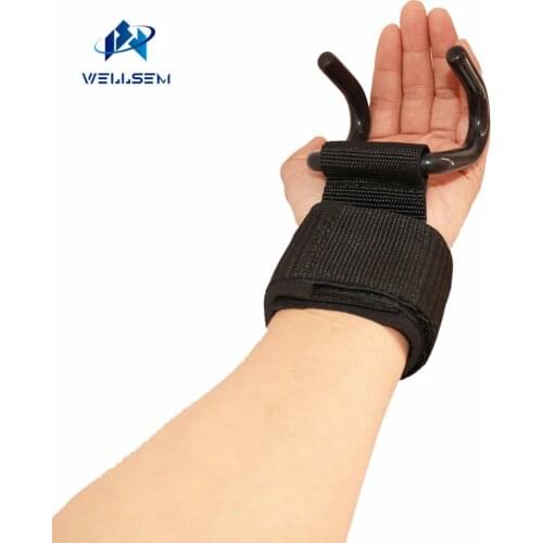 Strong Steel Hook Grips Straps Weight Lifting Strength Training Gym Fitness Black Wrist Support Lift Straps