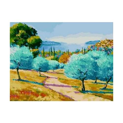 Path to the sea Landscape Framed Pictures Painting By Numbers Painting and Calligraphy DIY Coloring By Numbers on Canvas