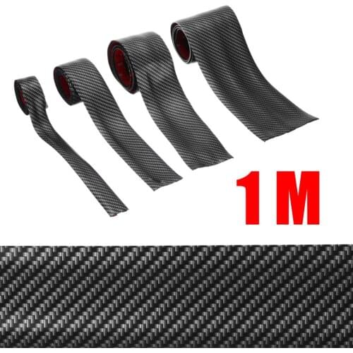 Carbon Fiber Rubber Moulding Strip Soft Black Trim Bumper Strip DIY Door Sill Protector Edge Guard Car Stickers 3/5/7/10CM 1M