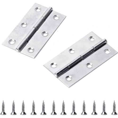 2Pcs/Lot 2.5" Silver Hinges With screw,Folding Butt Hinges For Cabinet Jewelry Case Wooden Box Household Accessories(0.03"Thick)