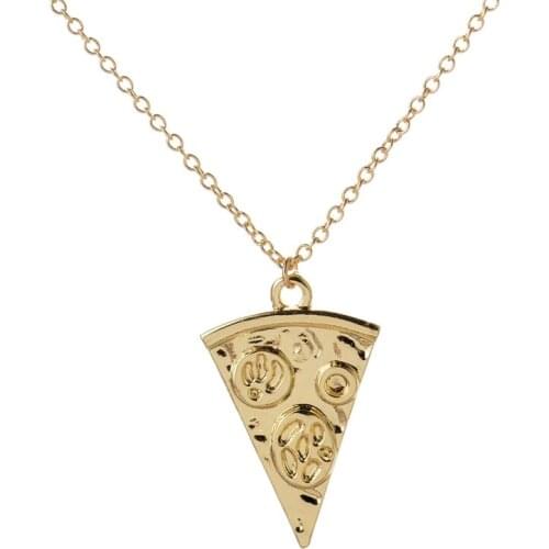 Shuangshuo Vintage Pizza Pendant Necklace Long Chain Pizza Statement Necklace for Women Wedding Party Choker Gifts kolye N190