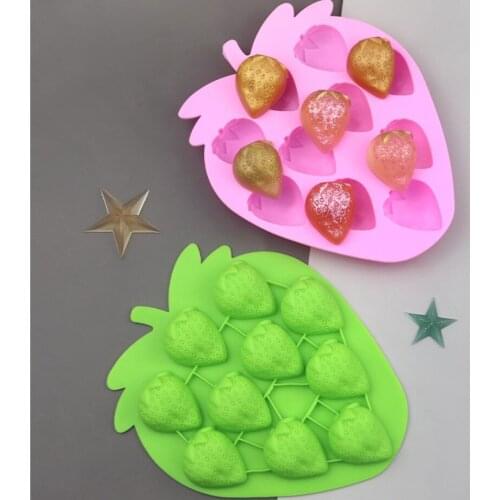 10 cavity fruit shape silicone chocolate mold cute strawberry silicone ice tray mold soap mold DIY baking