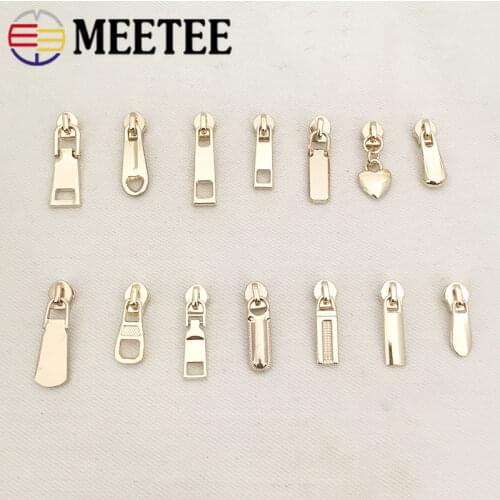 20pcs Light gold Metal Zipper Sliders For 3# Nylon Zippers Jackets Clothes Zip Head Zips Repair Kit DIY Bag Accessory ZT119