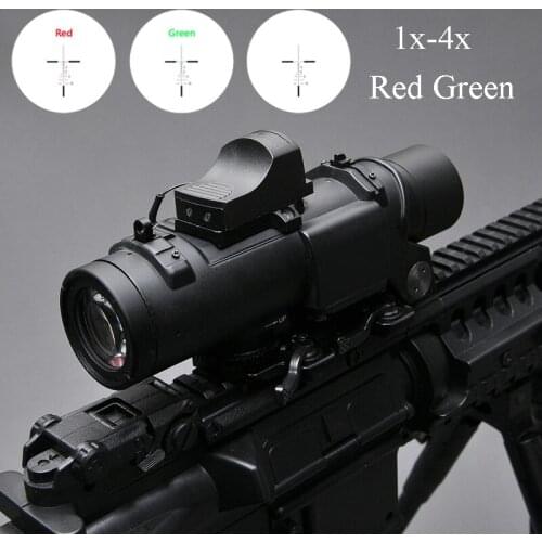 Tactical Optics Riflescope 1x-4x Fixed Dual Purpose Scope With Mini Red Dot Sight Scope Hunting Scopes for Airsoft Air Guns Caza