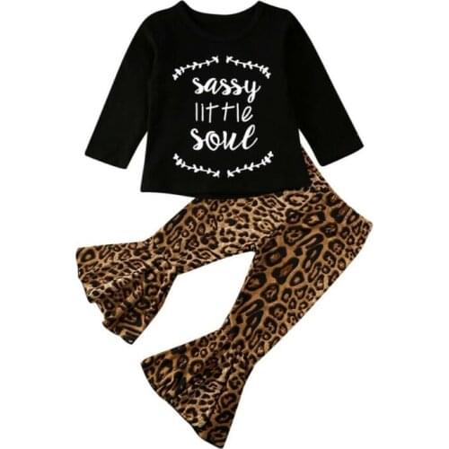 Spring New Baby Girls T-shirt Letter Printed Top Pants Trousers Outfit Toddler Kids Clothes Set