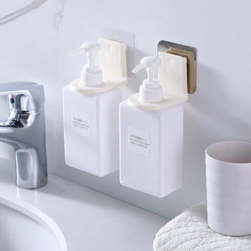 2PCS/Set Bathroom Wall Mounted Hanger Organizer Shampoo Bottle Shelf Shower Gel Rack Liquid Soap Holder Self Adhesive Shelves