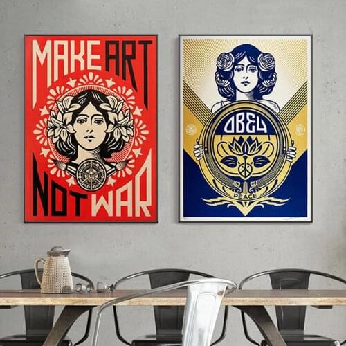 Make Art Not War Pop Art Vintage Poster Prints Oil Painting On Canvas Wall Art Pictures Cuadros for Living Room Home Decor
