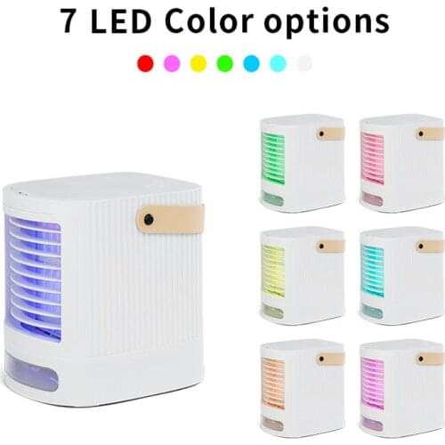 Air Fan Electric Conditioner Strong Wind Fast Cooling Humidifier Water Conditioning With 7 LED Color Options Light 5V 5W FS21
