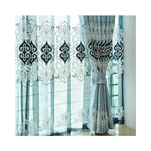 Garden European Style Embroidered window curtain, curtain head embroidery, simple European cord embroidered curtain