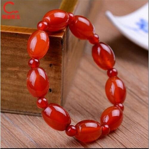Fashion Crystal Design Natural Onyx Bracelet Red Agat e Charm Bracelets Popcorn Chain Jewelry For Women