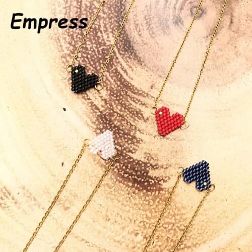 FAIRYWOO Woman Sweet Heart Necklace Stainless Steel Chain Choker Friendship Gift Handmade Miyuki Necklace Cute Collares Necklace