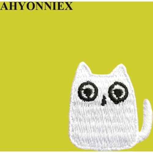AHYONNIEX 1 Piece Embroidered Mini Kitten Cat Patches Clothes Bags DIY Applique Embroidery Parches Iron On Patch for Clothes