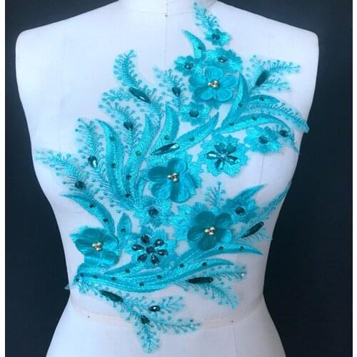 1Piece Bridal Applique Lace Beaded Ribbon Fabric Cord Trim Tape Embellishment Sewing Garment Accessories Collar Neckline