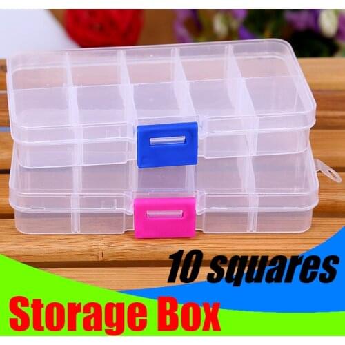 10 Grids Compartments Plastic Transparent Organizer Jewel Bead Case Cover Container Storage Box for Jewelry Pill