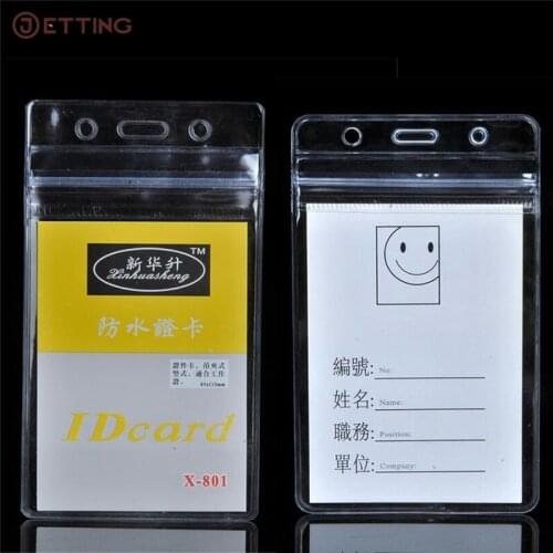 10Pcs/lot Name Cards Badge Holder with Zipper Vertical Transparent Plastic Clear Wholesale