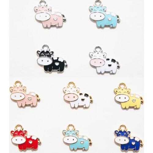 10pcs Animals Cute Cow Pendant Jewelry Making DIY Charms Fashion Bracelet Earrings Crafts Necklace Gift Accessories