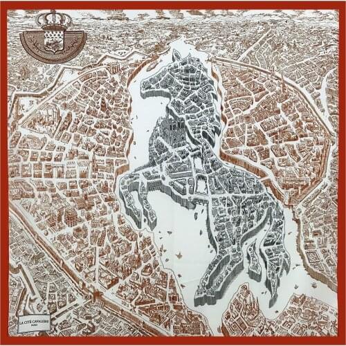 135cm Luxury Winter Silk Cashmere Scarf Women Horse City Manual Hand Rolled Shawls Warm Square Scarves Wraps Pashmina Bandana