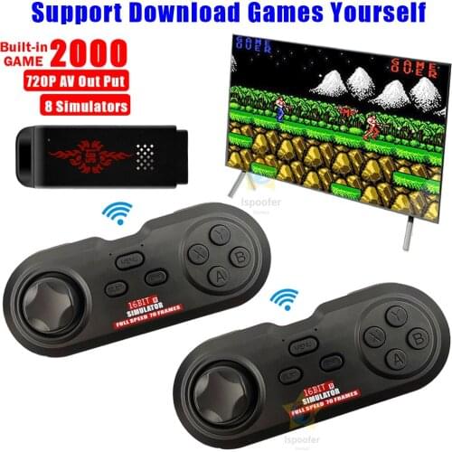 16BIT USB Wireless Handheld TV Stick Video Game Console Build In 2000 Classic Game Mini Retro Controller AV Output Dual Player