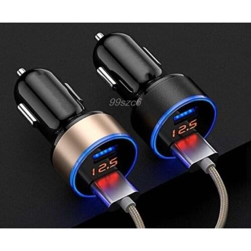 2018 New Universal USB Car Charger Dual USB Port Adapter Charger LED Display Voltmeter Current for Tablet Mobile Phone