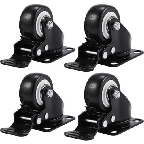 4 Pack 2In Heavy Duty Caster Wheels Polyurethane PU Swivel Casters With 360 Degree Top Plate 220Lb Total Capacity For Set Of 4
