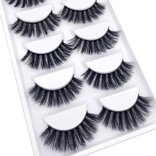 5 Pairs of 3D Mink-like False Eyelashes with Natural Dense Silk Eyelashes Makeup Lashes