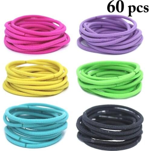 60Pcs/Lot 5CM Womens Rubber Bands Scrunchy Elastic Hair Bands Girls Headband Decorations Ties Gum For Hair Hair Accessories
