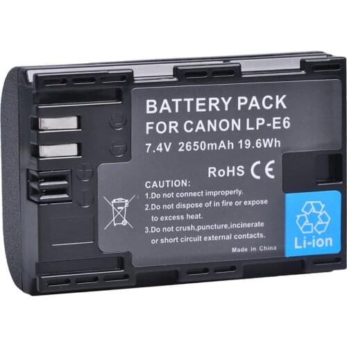 1Pc 2650mAh LP-E6 LP E6N Battery for Canon EOS 5D Mark II III 5DS 5DS R 6D 7D 60D 60Da 70D 80D 90D EOS R,EOS R5,ROS R6,EOS RP