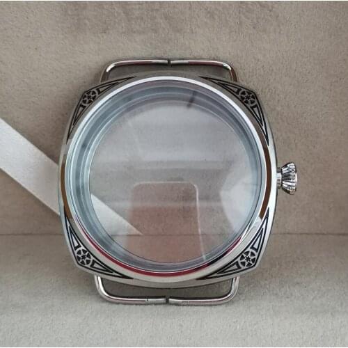 Watch accessories 47mm Watch case 604 style Carving pattern Watch case 316L stainless steel For refitting Mechanics watch