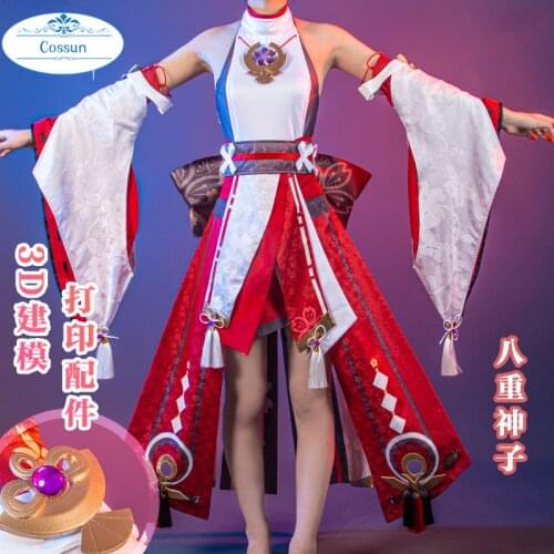 Anime! Genshin Impact Yae Game Suit Elegant Kimono Uniform Cosplay Costume Halloween Party Role Play Outfit For Women 2021 NEW