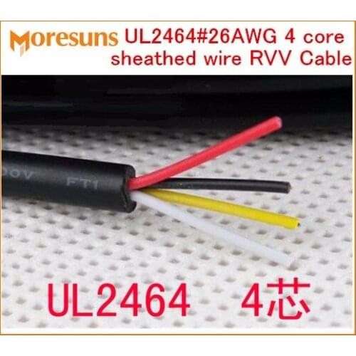 Free Ship by DHL/EMS 200m/roll UL2464#26AWG 4 core sheathed wire RVV Cable signal wire/7/0.14 tin plated Copper wire
