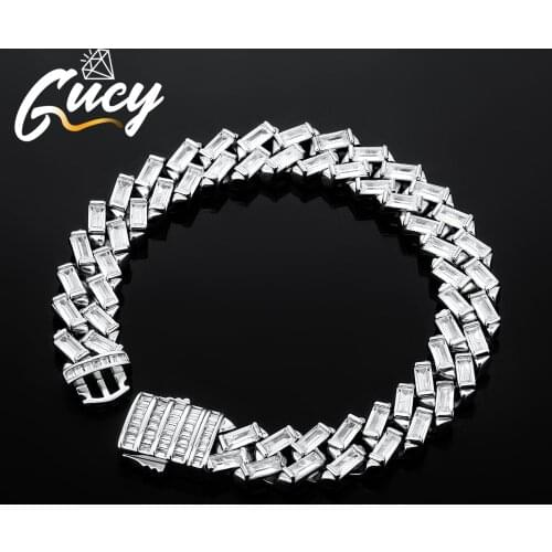 GUCY Fashion 12MM Iced Out Cuban Link Bracelet Gold Silver Color Cubic Zircon Hip Hop Punk Chain Bling Bling Charms Jewelry