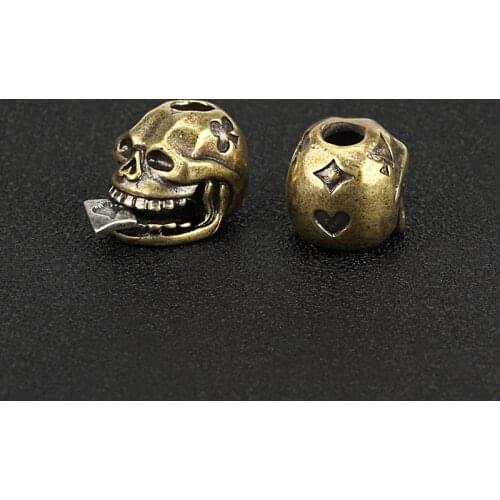 Punk Skull Pendant DIY Brass Knife Beads Cord Paracord Bead Keyring Accessories