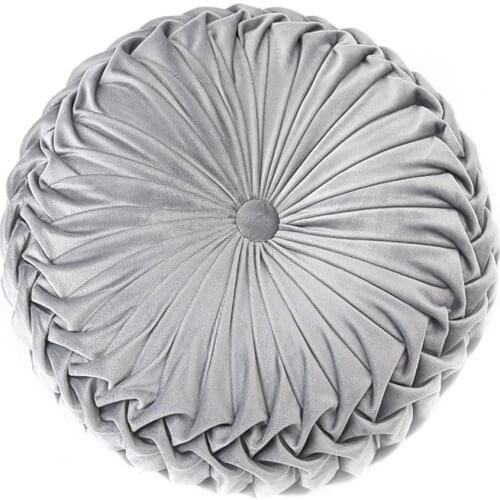 European Style Sofa Pillow Throw Luxury Velvet Cushion Pleated Fabric Handmade Round Wheel Pumpkin Seat