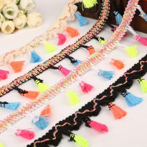 DIY Crafts 2y/lot Tassel Lace Ribbon Trim Fabric DIY Sewing Garment Shoes Bag Gift Crafts Materials Accessory